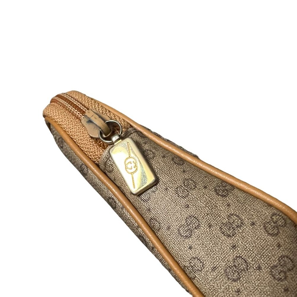 VIntage Gucci Tan Brown Monogram Make Up Bag Pouch Zip Top - Picture 8 of 10